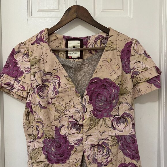Anthropologie x Elevenses Cotton Purple Floral Blouse - Picture 7 of 7